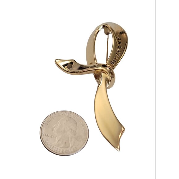 Givenchy Gold-Tone Signature Ribbon Pin Brooch, Signed K254 - Picture 7 of 10